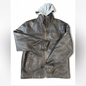HEMISPHERE Brown and Gray Jean Jacket with Distressed Finish